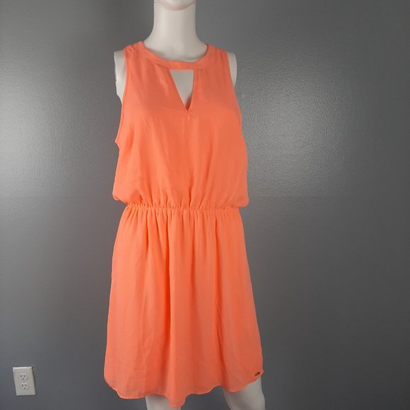G by Guess Dresses & Skirts - GUESS Womens Caylynn Blouson Dress Size Medium Coral Orange Knee Length Lined